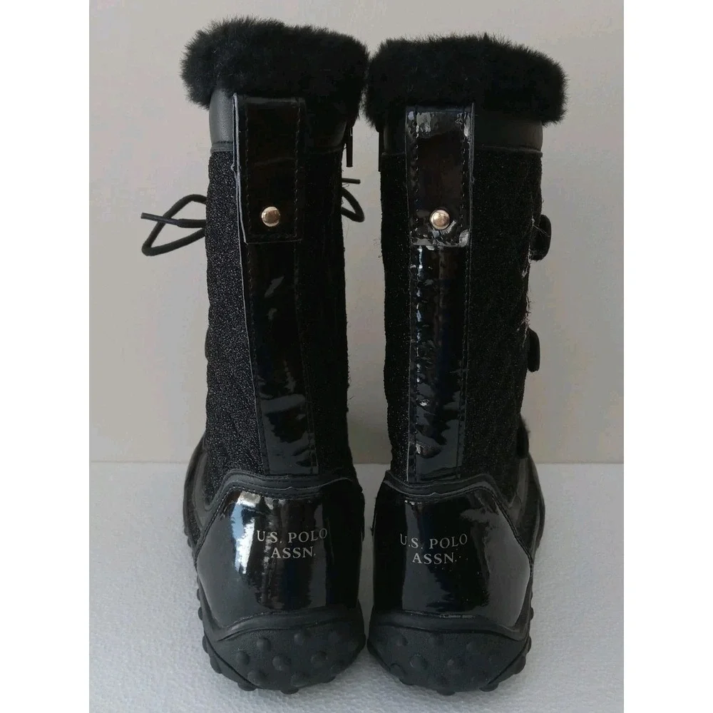 U.S. Polo Assn. Black Kids Girls Youth Winter Snow Boots Size 3Y width M